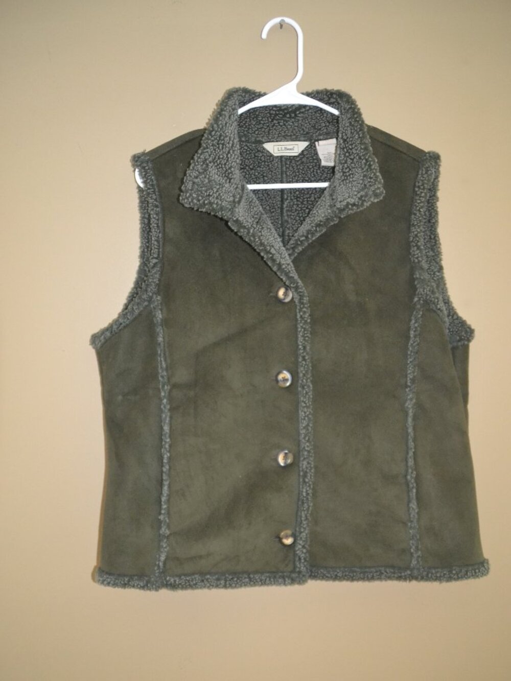 L.L.Bean Sherpa Lined Faux Suede Vest